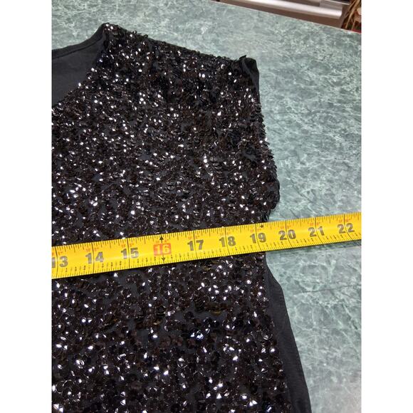Pretty Guide Womens Size Small Black Sequin Short Sleeve Blouse Top Lined NWT - Picture 8 of 10